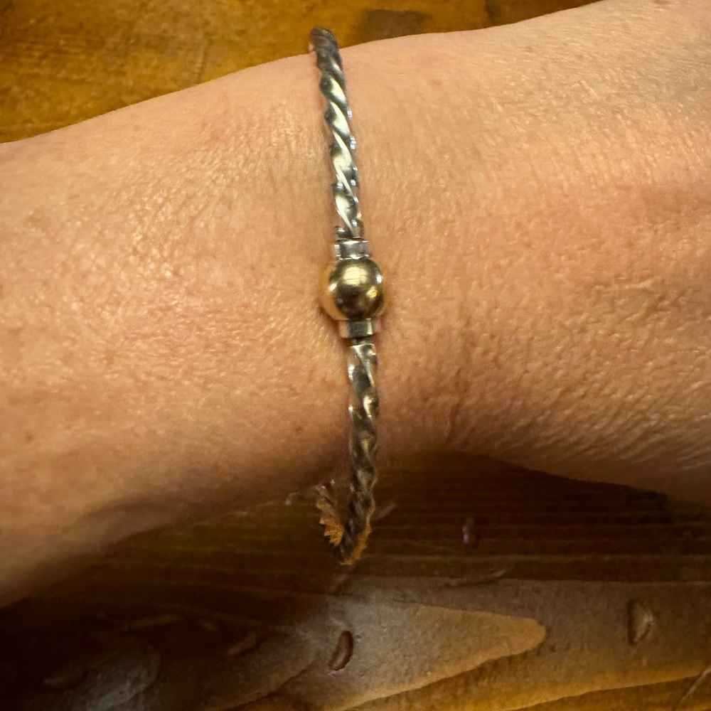 Sterling and gold twisted cape cod bracelet! Larger size.